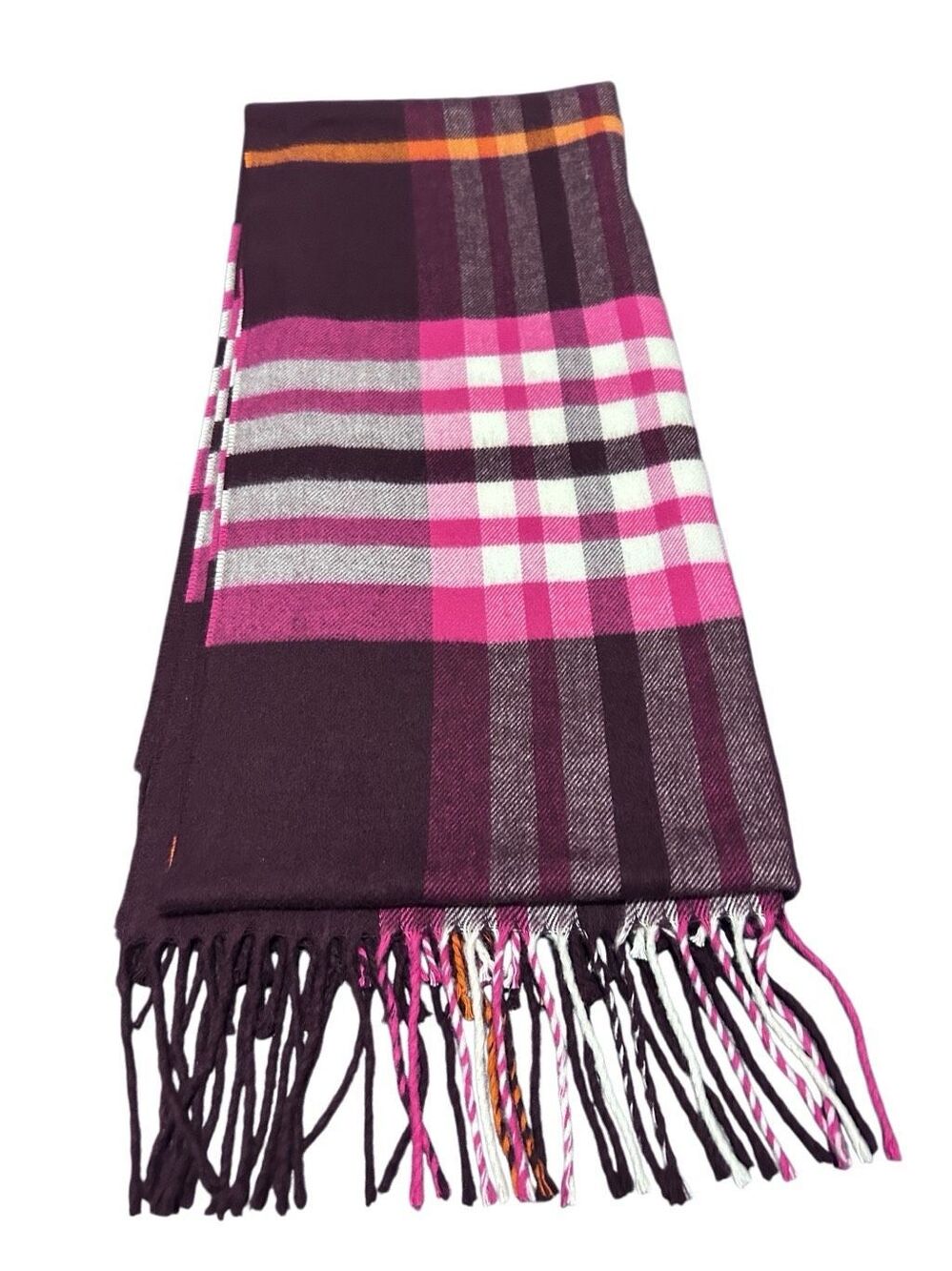 Rectangular Long Plaid Acrylic Scarf Wrap Adult Fringed Ends Germany 17x72